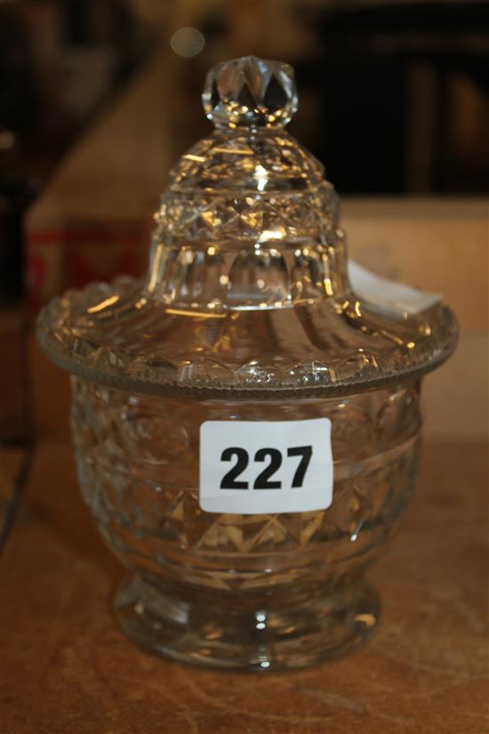 Regency cut glass jar and cover